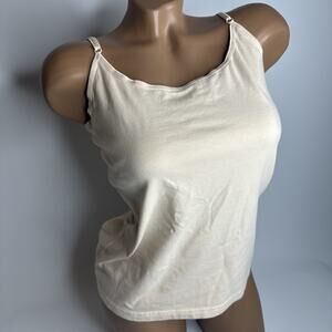 Rare Y2K Esprit Beige Cotton Cami Tank Top L Minimalist Basics Softcore Look